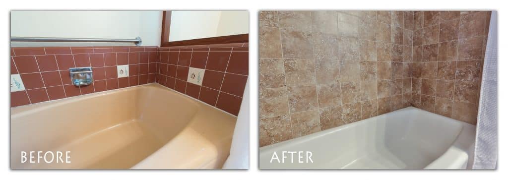 before and after shower remodel.