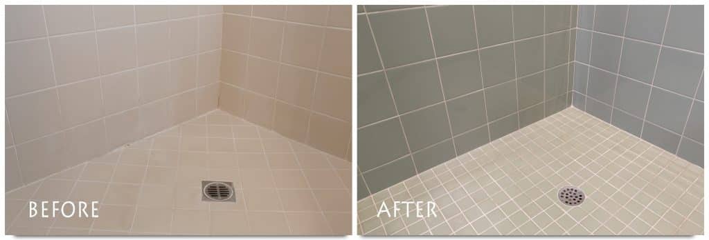 before and after shower remodel.