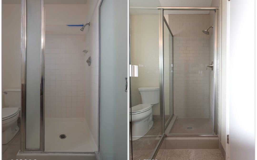 Before and after shower remodel.