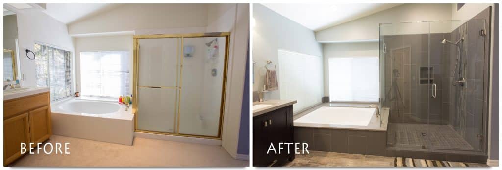 before and after bathroom remodel in Livermore.
