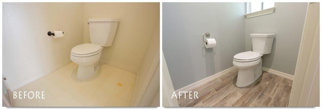 before and after bathroom remodel.
