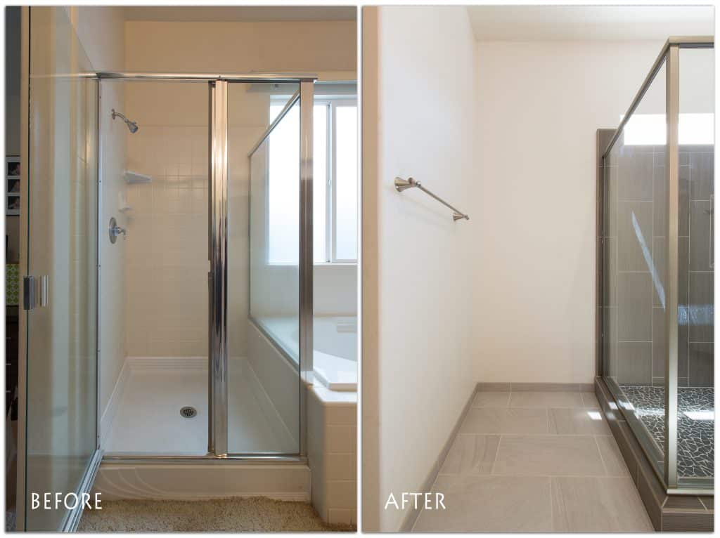Before and after shower remodel.