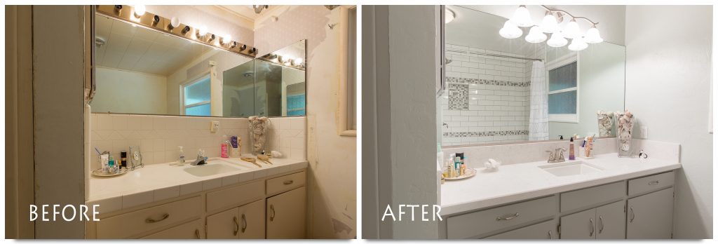 before and after custom vanity.