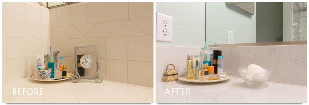 custom bathroom counter and backslash.