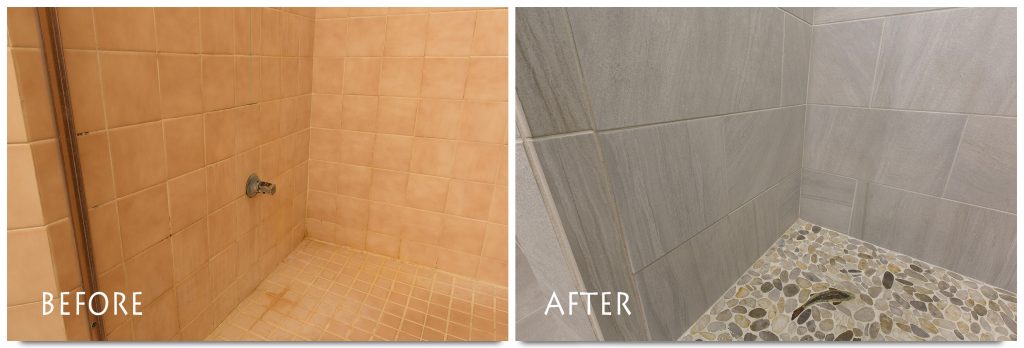 custom, full tile shower remodel in Modesto.