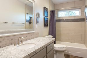 A completed hall bathroom remodel