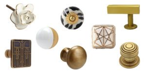 Different types of cabinet hardware.