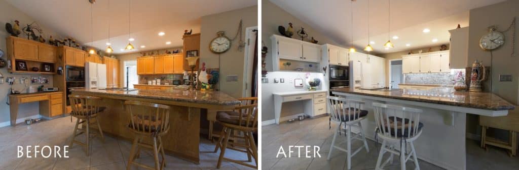Before and after kitchen remodel.