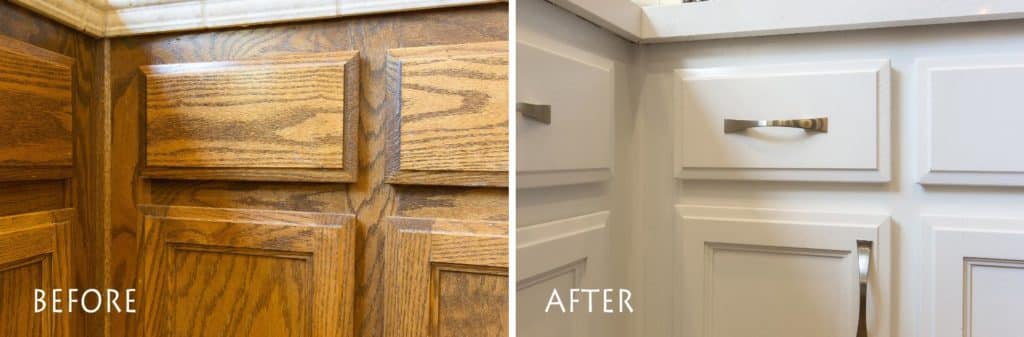 refinished white cabinets.