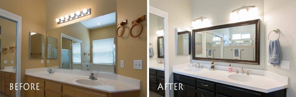 before and after salida bathroom remodel.