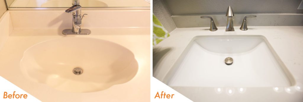 before and after remodeled sink in Manteca.