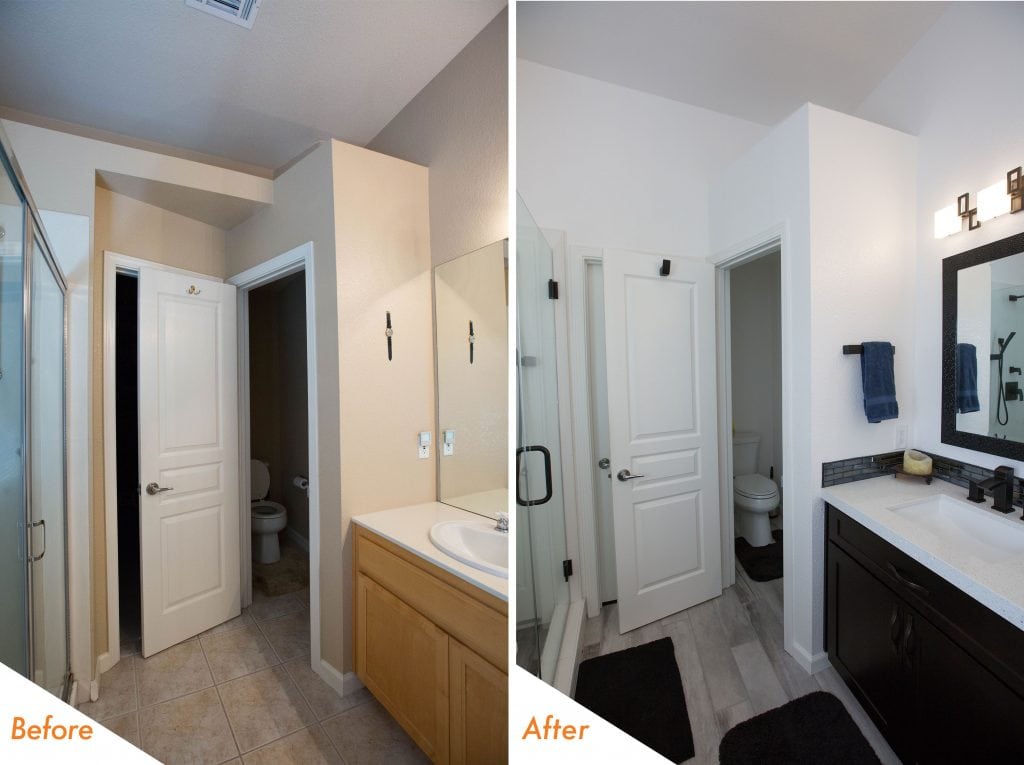 before and after bathroom remodel in Livermore.