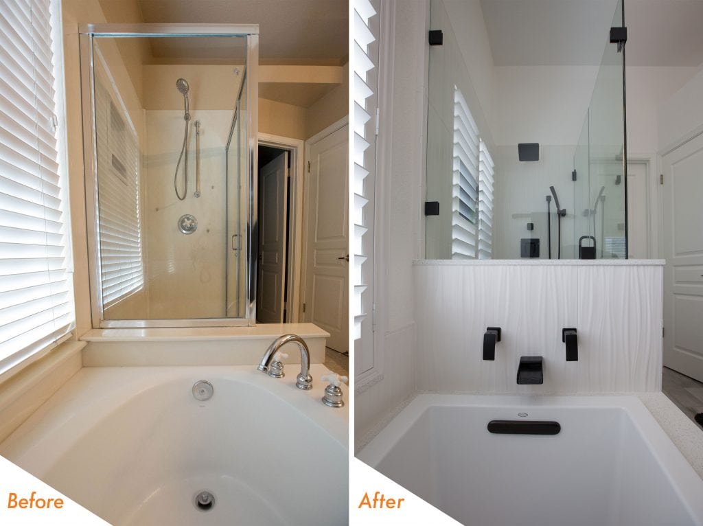 modern tub and shower remodel.