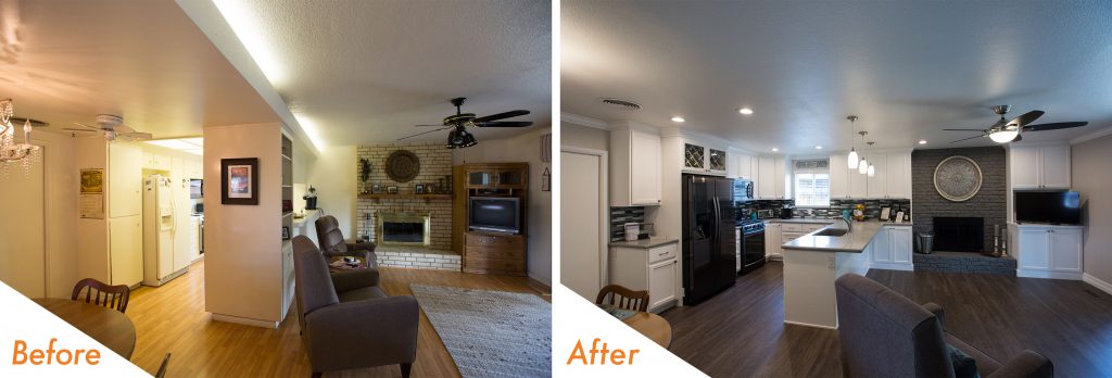 Before and after custom kitchen remodel.