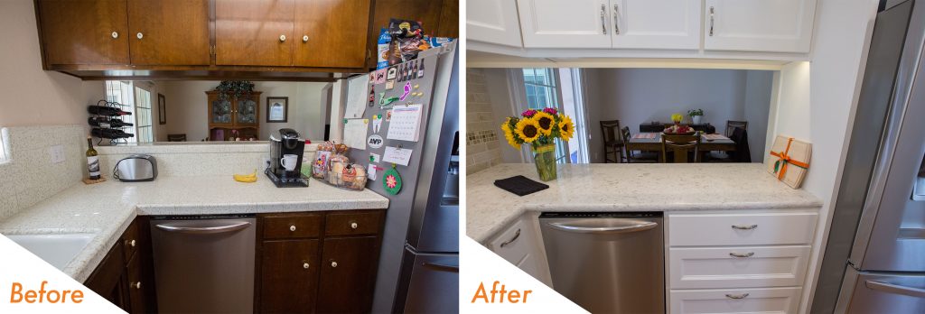 before and after custom kitchen remodel.