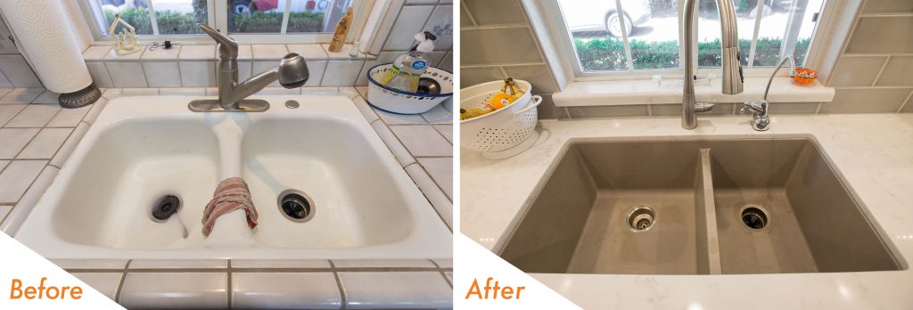 before and after sink and fixtures.