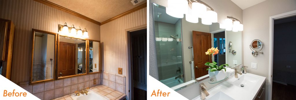 custom vanity and new bathroom mirror.