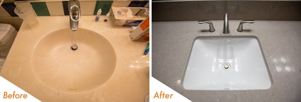 before and after custom vanity.