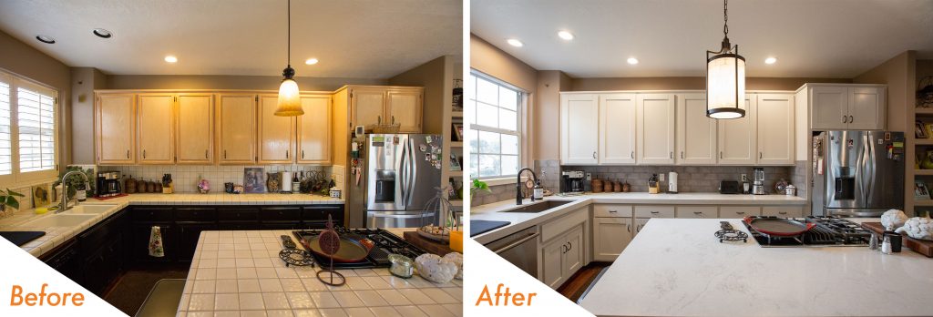 before and after kitchen renovation.