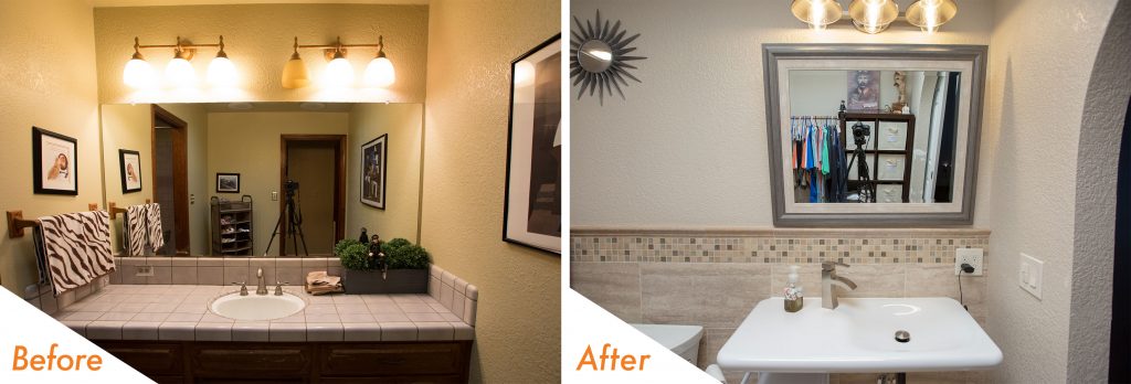 Bathroom remodel before and after pictures.