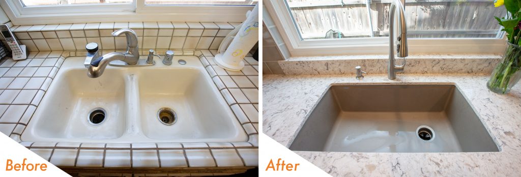 before and after new sinks.