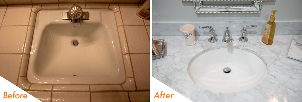 Before and after sink and fixtures.