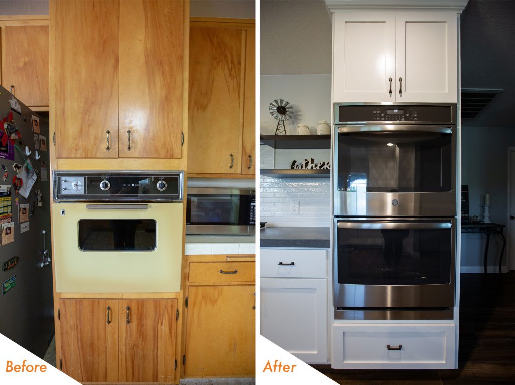 New double ovens and custom cabinets.