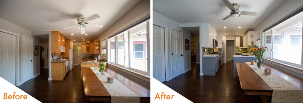 Before and After kitchen remodel.